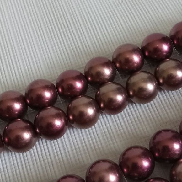 Purple Plastic Beaded Elasticized Double Strand Lightweight Choker Necklace - Picture 5 of 9